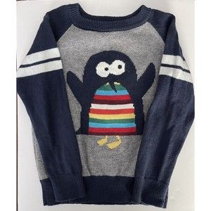 Gap Sweater Boys 5 Penguin Blue Gray Multicolor